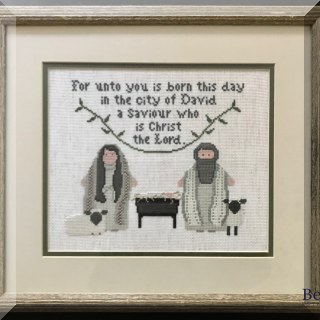 A16. Holy Family Christmas needlepoint. 15”h x 16.5”w